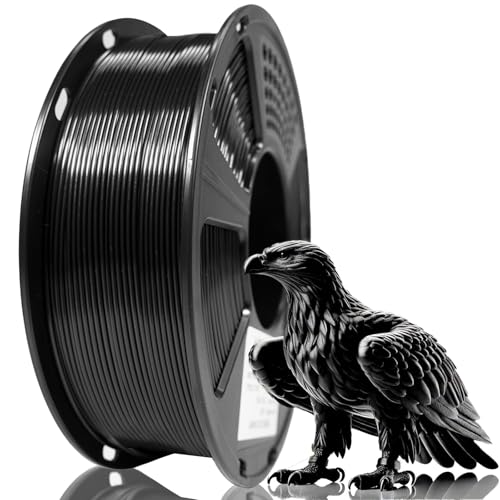 Image of Silk PLA Filament 1.75mm, Metallic Shiny Black 3D Printer Filament, 1kg Spool (2.2lbs), Dimensional Accuracy + /- 0.02 mm, Vacuum Packaging