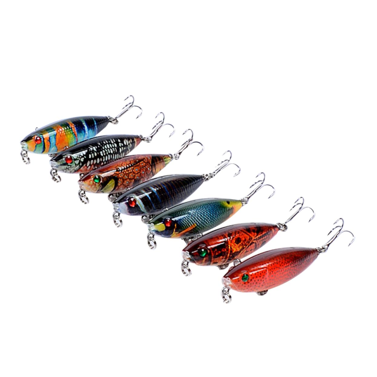 Leurres Swimbaits Réalistes pour La Pêche Bar Leurres Kit De Leurres Matériel De Pêche Rigide Appâts Crayon avec Triples Puissants Appâts Flottants