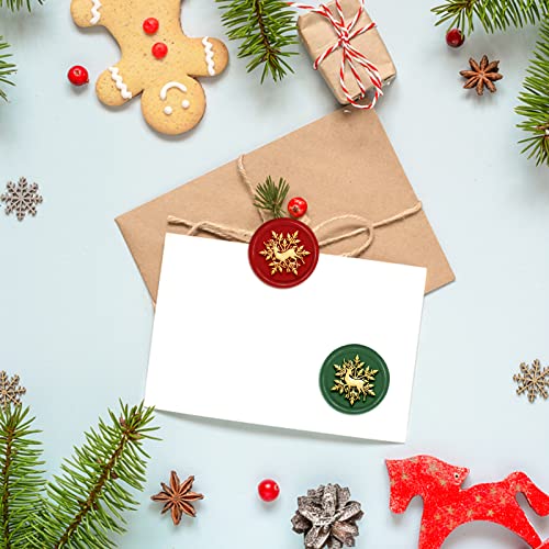 CRASPIRE Christmas Wax Seal Stamp Elk Snowflake Sealing Wax Stamps Deer 30mm Retro Vintage Removable Brass Stamp Head with Wood Handle for Wedding Invitations Halloween Xmas Thanksgiving Gift Packing - Image 4