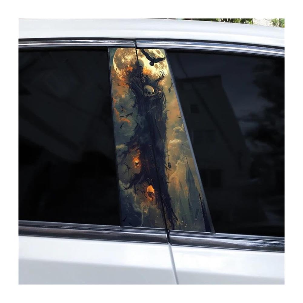 Decorative Items 2pcs Car Window Pillar Decal Crow Death Sticker DIY Car Pillar Decal Sticker(H)