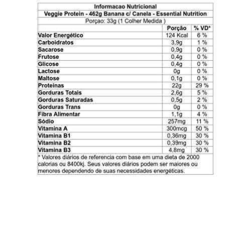 Veggie Protein Banana com Canela Box Essential Nutrition  Box com 14 sachês