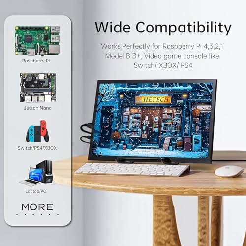 Image of 10.1 Inch Raspberry Pi Screen HDMI Monitor 1024x600 LCD Display 16:9 IPS Screen for Raspberry Pi 5 /4 /3 /2 /B /B+ Win11 /10 /8 /7, Free-Driver, Non-Touch