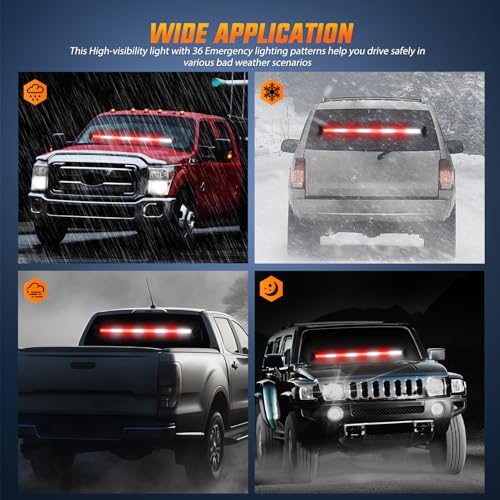 Image of Nilight 144LED Traffic Advisor Strobe Light Bar with Controller Red White | Emergency Warning Lights Hazard Interior Front /Rear Windshield Flashing for Cars Plow Trucks Construction Vehicles