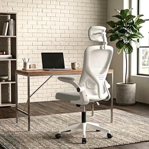 Image of White White | High Back Imported Mesh Fabric Boss Office Chair | Y Design Ergonomic Back Support | 2D Aero Design Adjustable Armrests | Synchro Tilt Lock Mechanism Support