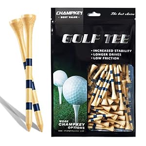 CHAMPKEY Premium Bamboo Golf Tees Pack of 120 (2-3/4″ & 3-1/4″) | Friendly Biodegradable Material, More Sturdy and Stable