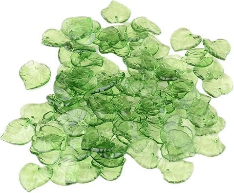 200 Pcs Green Transparent Acrylic Leaf Pendants Leaf Bead Charms with Hole for Earring Bracelet Necklace Making DIY Craft Beading and Jewelry Making Decorate,Necklace Bracelet Earring Crafts (15mm) - Image 5