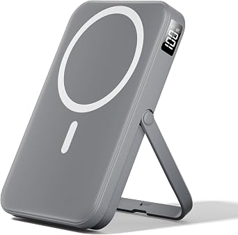 for Magsafe Portable Charger 10000mAh Magnetic Portable Charger with Type-C Cable 20W PD Fast Charging,Foldable Stand,Dual Type-C & USB-A Outputs,LED DisplaySpace Gray