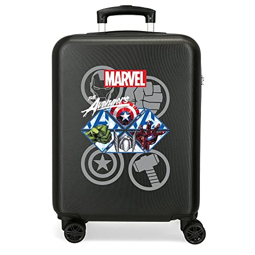 Marvel Avengers Los Vengadores Heroes Maleta de cabina Negro 38x55x20 cms Rígida ABS Cierre de combinación lateral 34L 2,74 kgs 4 Ruedas dobles Equipaje de Mano