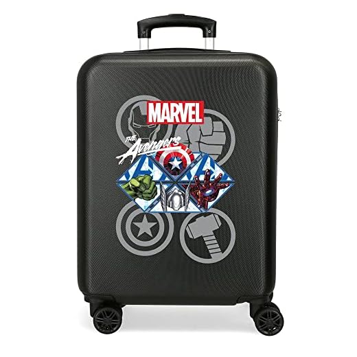 Marvel Avengers Los Vengadores Heroes Maleta de cabina Negro 38x55x20 cms Rígida ABS Cierre de combinación lateral 34L 2,74 kgs 4 Ruedas dobles Equipaje de Mano