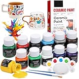 Photo Gallery hcunbsu set di pittura per porcellana, 12 x 25 ml, lavabile in lavastoviglie, vernice in ceramica con 2 pennelli e 1 tavolozza, set per pittura su ceramica, per artisti, principianti, ideale per tazze Photo Gallery hcunbsu set di pittura per porcellana, 12 x 25 ml, lavabile in lavastoviglie, vernice in ceramica con 2 pennelli e 1 tavolozza, set per pittura su ceramica, per artisti, principianti, ideale per tazze