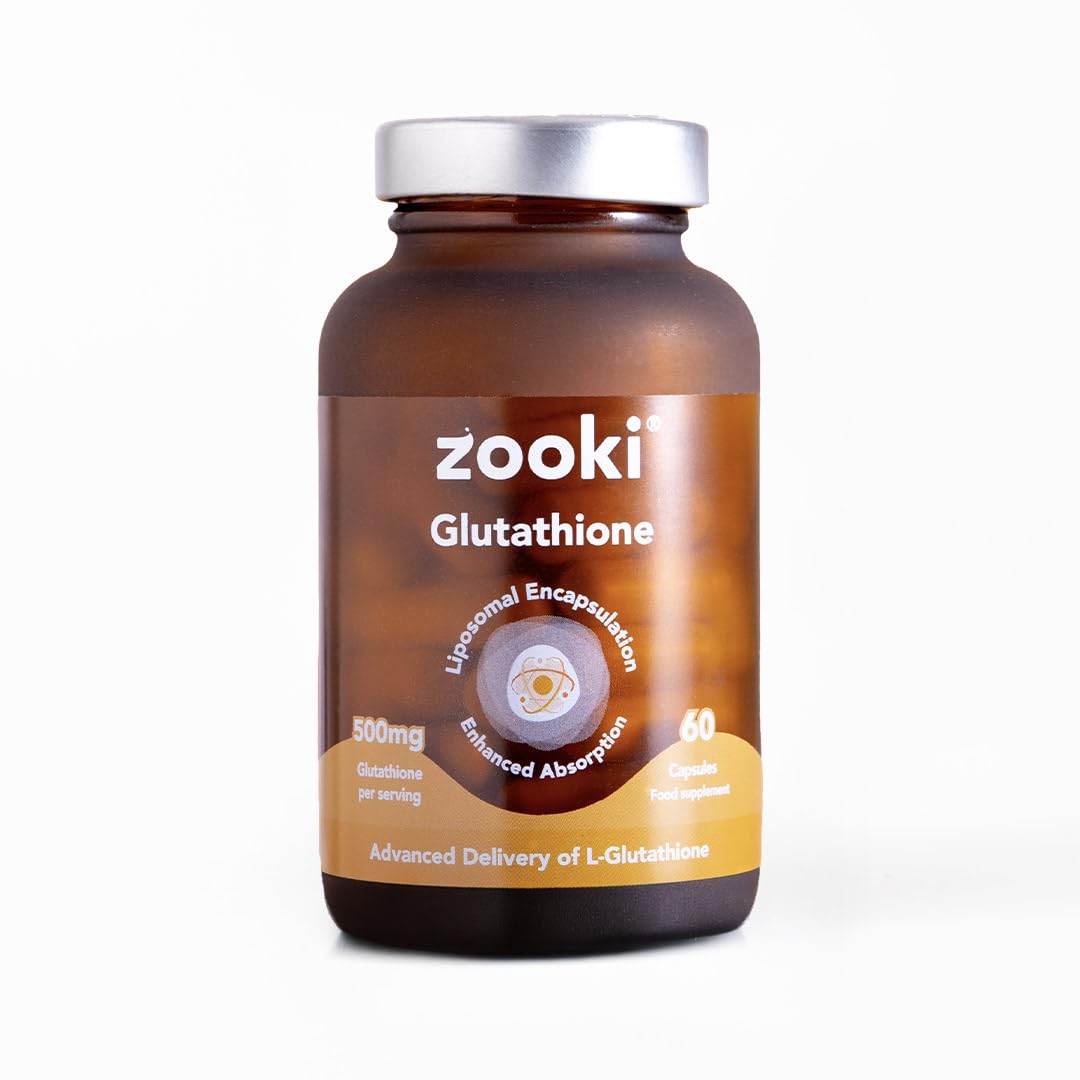 Zooki 500mg Liposomal Glutathione Capsules | 4X Higher Absorption | Ultimate Skin, Liver, Detox, Energy Support | Natural Ingredients, Vegan | (30 Servings)