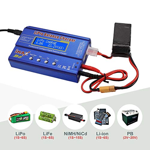 RUZIHI LiPo-oplader, lipo-oplader, balance-oplader voor LiPo/Li-Ion/Life/LiHV-accu (1-6S), NiMH/NiCd (1-15S), B6 80W 6A - Afbeelding 6