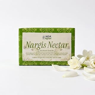 Vedakosh Nargis Nectar Handmade Soap Bar | Goat Milk Soap with Mogra & White Lily | Natural Bath Soap for Soft & Fragrant ... Price In India