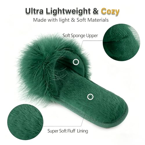 Image of Fur Story Women's Furry Slippers Open Toe Fuzzy Slippers Memory Foam Fluffy House Sandal