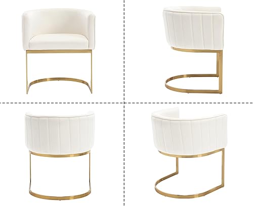 Miniatura 7 de Kmax Sillas de comedor de terciopelo modernas con marco dorado tapizado cojín para sala de estar, comedor y cocina, juego de 2, color blanco