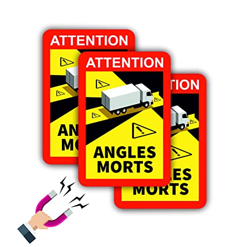 Panneau de signalisation « Angle mort » extra fort | Angles Morts pour la France | Camion 250 x 170 mm | Lot de 3 | Panneau d'avertissement pour la frontière | Fabriqué en Allemagne (autocollants) Cover