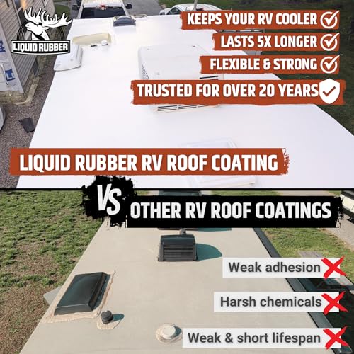 Image of Liquid Rubber RV Roof Sealant & Coating - Small Repair Kit with Seam Tape | Solar Reflective, Waterproof, Flexible - Includes RV Sealer 1 Quart, Seam Tape 4in x 12.5ft & 1 Tube RV Lap Sealant