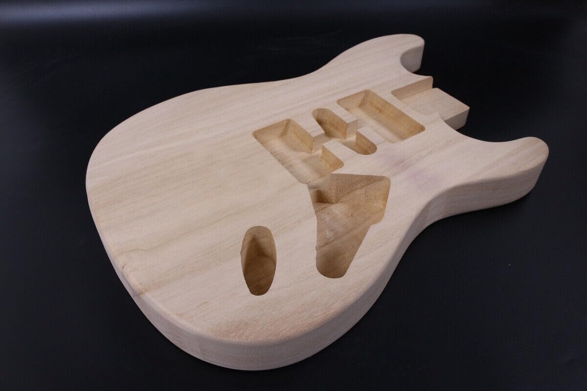 YoungMonic Electric Guitar Body Paulownia Wood Top Bolt on Heel DIY Unfinished Guitar Replacement DIY