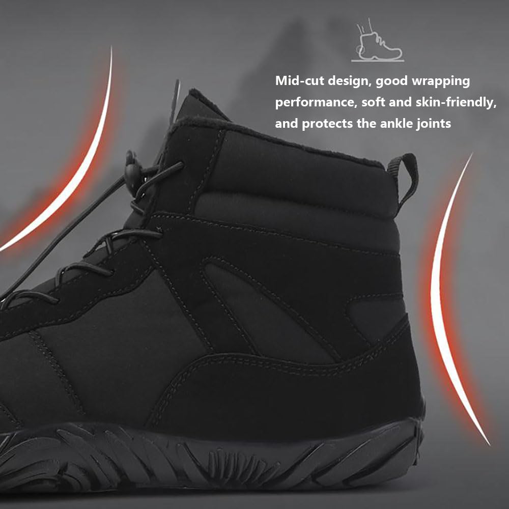 Zureto Chaussures pieds nus d'hiver, chaussures de randonnée pour homme et femme, imperméables, larges orteils nus, chaussures de randonnée