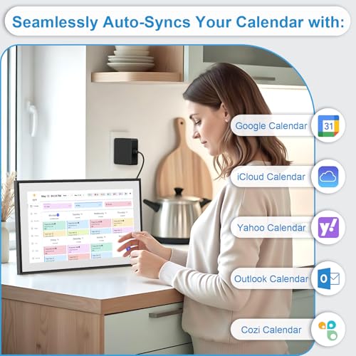 Image of 15.6 Inch Digital Calendar & Chore Chart, Smart Weekly and Monthly Planner, 1080P IPS Touchscreen Display for Family Schedules, Wall Mount and Desk Stand Included, Also Share Photos