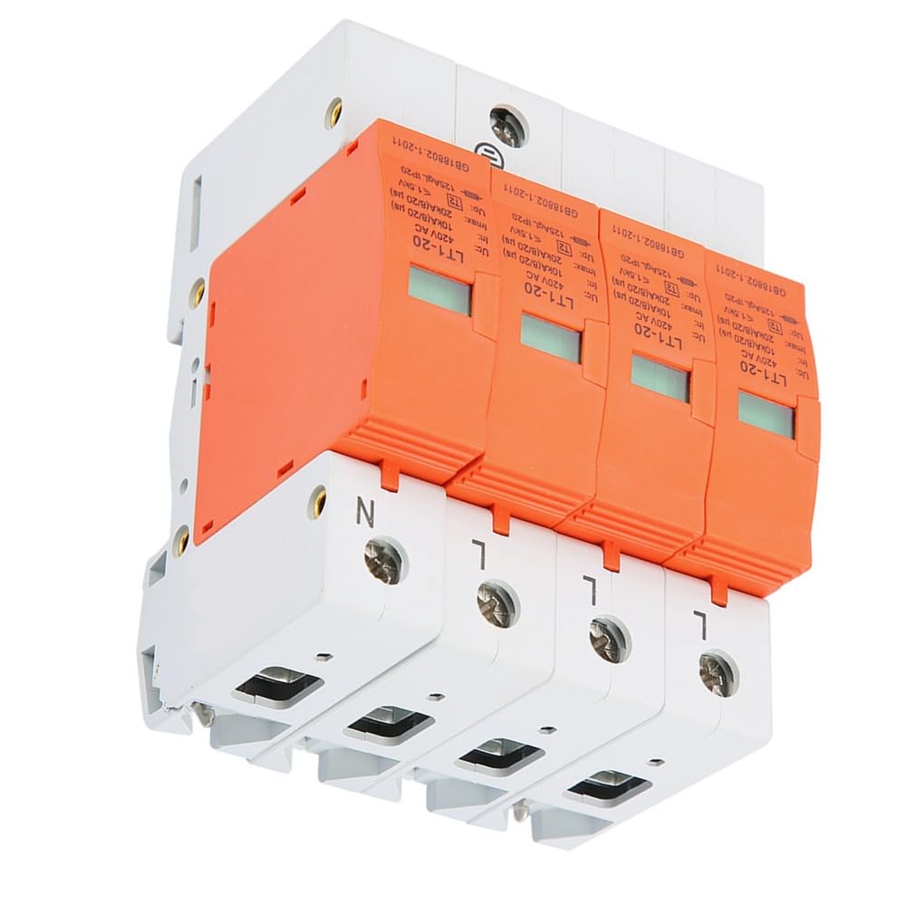4P 20kA 420V AC dispositivo di protezione protezione protezione DIN Rail Mount per elettrodomestici (livello C/D, ≤1.5kV, arancione)