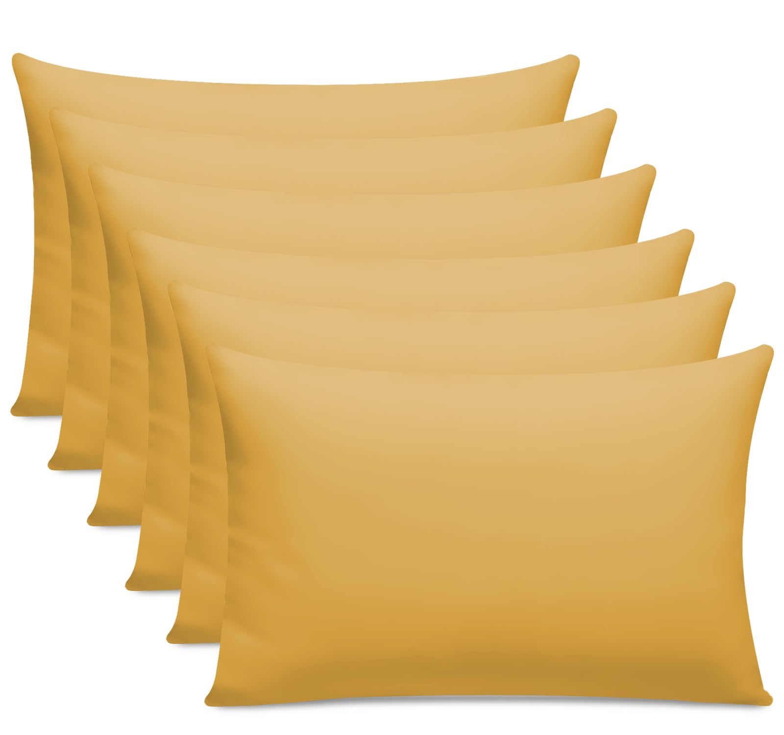 Lazzaro Home Feel The Difference 06 - Ochre Lazzaro 300 Thread Count Egyptian Cotton Pillow Cases 6 Pack Hotel Quality Ochre Pillow Covers With Envelope Closure