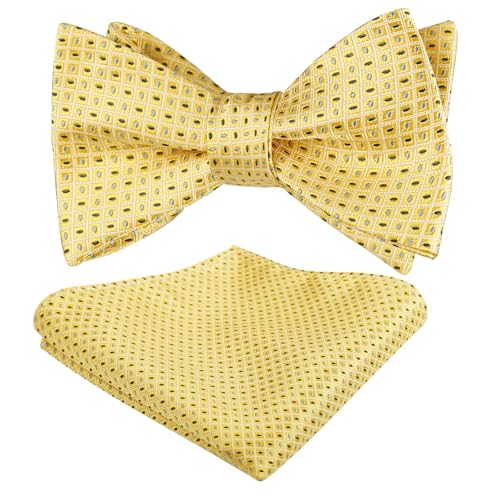Image of Alizeal Mens 2pcs Solid Self-tied Bow Tie Set | Alizeal Mens 2pcs Self-tied Solid /Animal Bow Tie and Pocket Square Set Perfect for Wedding Business Formal Events