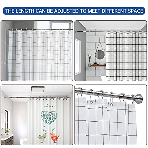 Image of BRIOFOX Industrial Shower Curtain Rod - Never Rust Non-Slip 43-72 Inch 304 Stainless Steel, Chrome