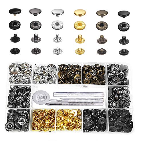 Mdurian 120 Sets Botones de Presión botón de presión Corchetes de Presion Metalicos Cobre 6 Colores para la Ropa De Coser Elaboración Cover