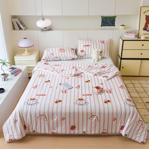 Odot Edredon Nordico Sin Funda 150 180 200, Edredón de Verano Lavable Sin Funda Ligera y Suave Transpirable Manta Refrescante Personas Colcha Acolchado para Cama (Pastel,110x150cm)