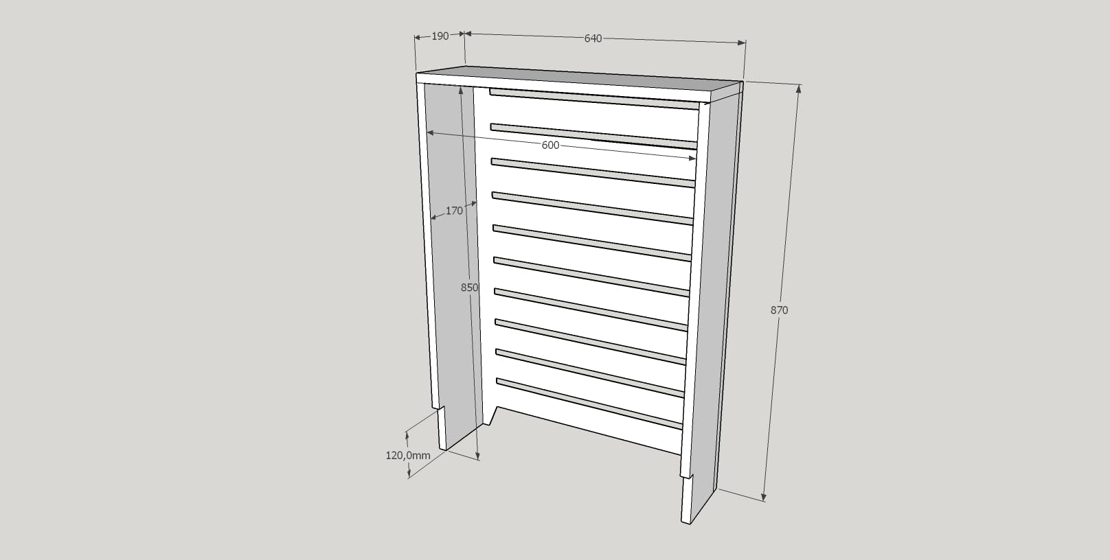 Cubre radiador de Madera Maciza. Varias Medidas. También Hacemos a Medida. Consultar en info@greca.info (64 * 19 * 87)