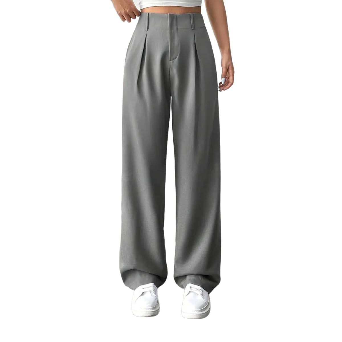 Womens High Waisted Straight Leg Work Trousers Smart Casual Look for Office and Beyond
