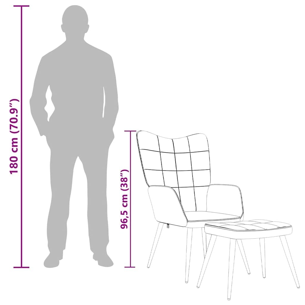 vidaXL Relaxsessel mit Hocker, Sessel mit Stahlrahmen, Relaxstuhl Polsterstuhl mit Armlehne, Fernsehsessel Polstersessel Wohnzimmer, Modern, Hellgrau Stoff