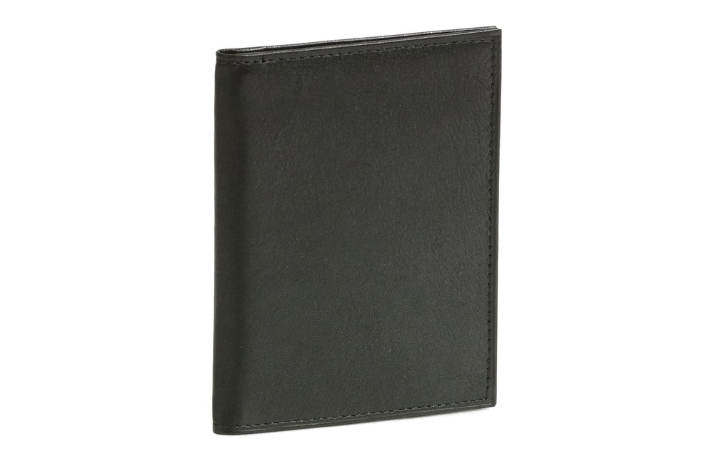 LEAS Teczka i etui na dowód osobisty z 2 okienkami, prawdziwa skóra, czarna kolekcja kart, czarny, 12,3x9cm, Teczka i etui na dowód osobisty z 2 okienkami