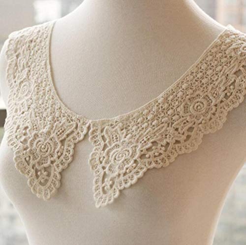 WOOAI 1 Paar 36,5 * 6,5 cm Beige Baumwolle Schöne Kleidung Dekorative Spitze Patch Ausschnitt Spitze Kragen Cover