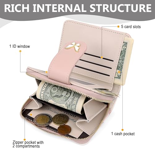 Image of Farcauo Womens Wallet Cute Small Wallets for Women Pink Women's Wallet Kawaii Butterfly Card Wallets for Women Ladies