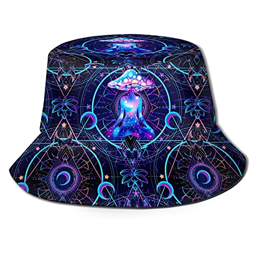 Blublu Blue Mushrooms Women's Cute Print Bucket Hat Summer Travel Fisherman Cap For Girls #TOP23