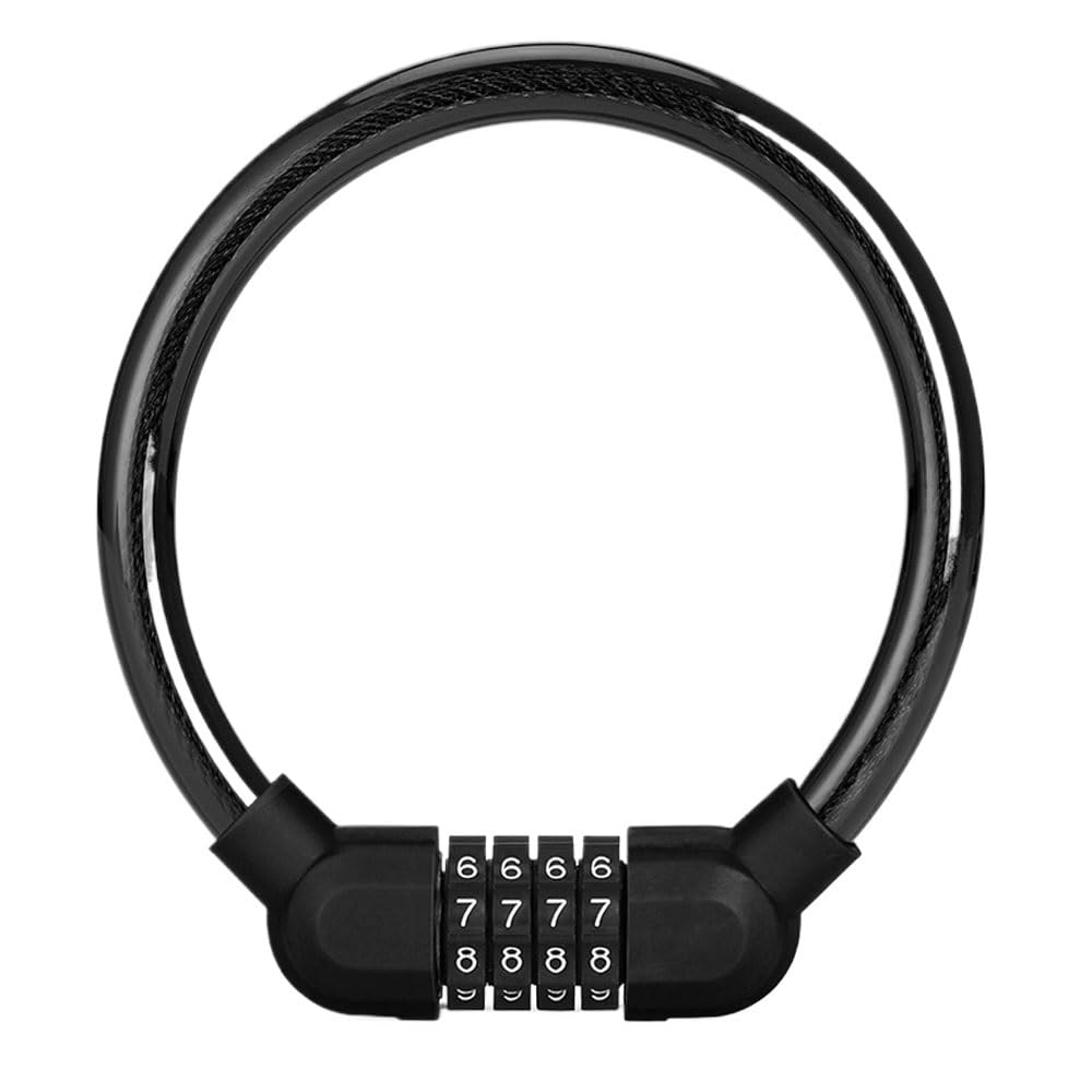 Bike Locks Theft Code Combination Resettable Digit Cable Bicycle Lock Accessories Password(Black)