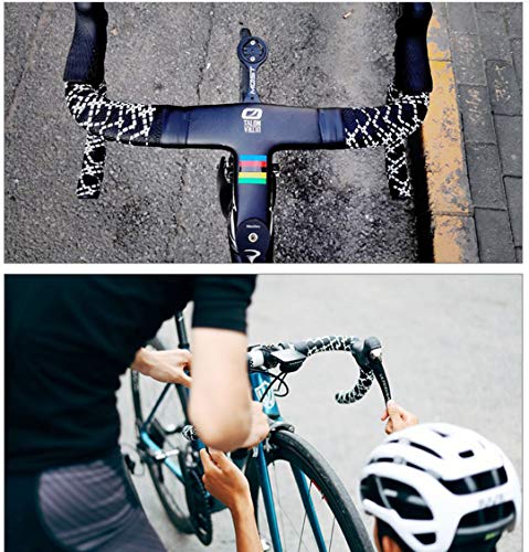 Szblaze 2 Rolls Silica Gel Bike Handlebar Tapes Wrap With Bar Plugs For Road Mountain Bicycle Cycling (Black White) #TOP6