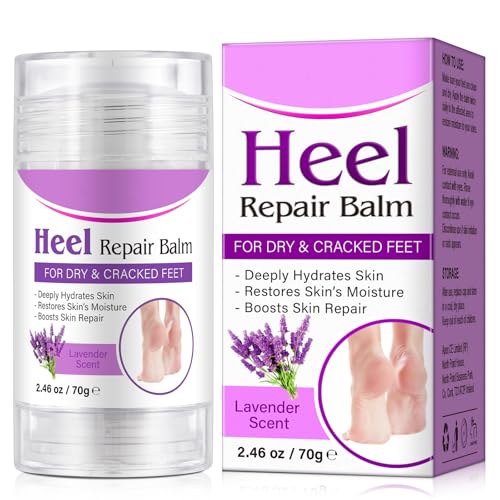 chenyayun Cracked Heel Treatment Balm Stick, Dry & Cracked Foot Repair for Instant & Deep Moisturizing & Hydrating, with Aloe, Coconut Oil, Hyaluronic Aicd, Olive Oil, Lavender Scent, 2.46 oz/70 g