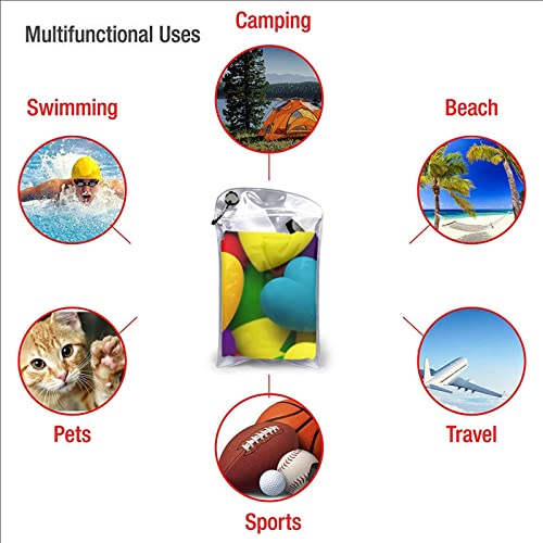 Colorful Heart Pattern Print Soft Ultrafine Fiber Quick Drying Bath Towel, High Water Absorption Beach Towel, Suitable For Men And Women's Sports, Bathroom, Swimming Pool Travel #TOP5