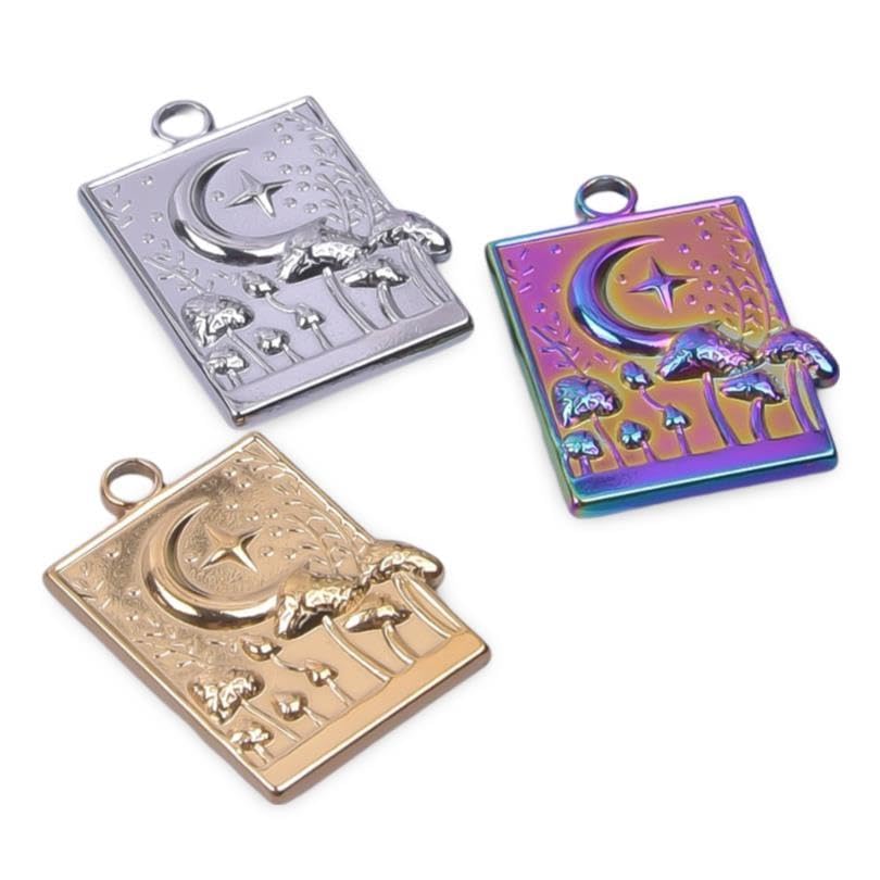Pendentif champignon lune acier inoxydable anti-ternissement pour bijoux