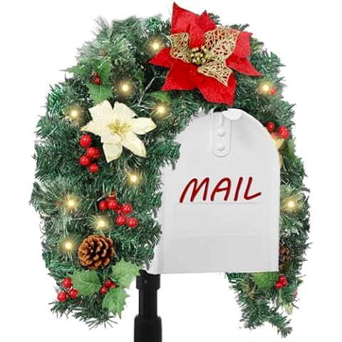 Lonfliness 36-Inch Christmas Mailbox Swag Cover