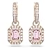 Swarovski Una Drop Earrings, Octagon Cut, Pink Crystal, Rose gold-tone Finish