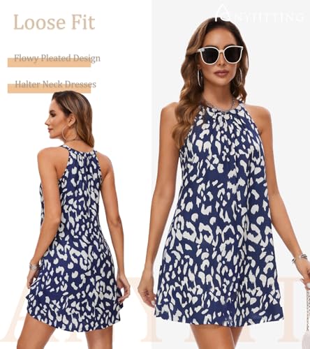 Image of ANYFITTING Summer Dress with Built in Bra Casual Beach Sundress Flowy Halter Mini Short Dresses for Women 2026