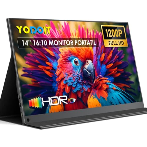Yodoit Portable Monitor for Laptop 1920×1200 14' FHD Travel IPS Screen Display with USB Type C Port...