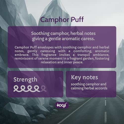 Image of Kooji Can Car Perfume + 5ml Car Hanging Perfume Pendant (Free) - Camphor Puff Scent - Long-Lasting, Alcohol-Free, Oud & Saffron Oriental Fragrance - For Car, Home, or Office Use - Lasts Up to 60 Days