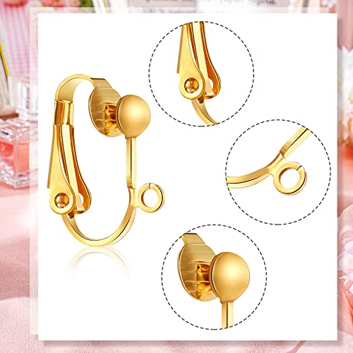 Kenning 42 Pieces Clip-On Earring Converter with Easy Open Loop Brass Clip-On Earring Converter for None Pierced Component DIY Turn Any Studs 7 Colors3