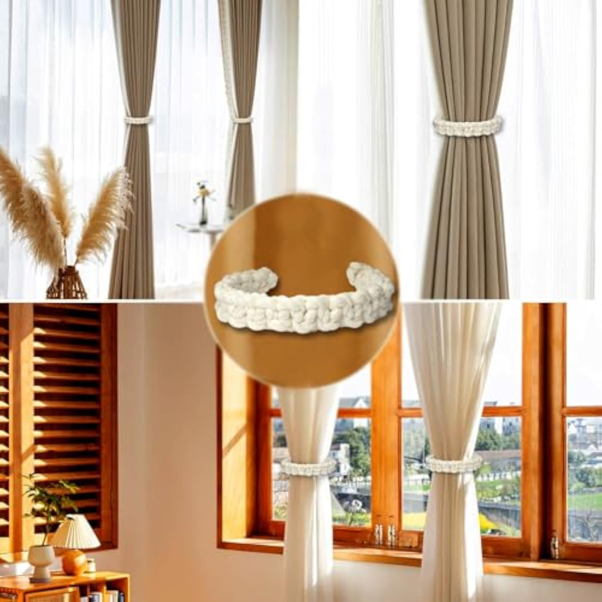 Farmhouse Rustic Curtain Tiebacks - Adjustable Drapery Holdbacks
