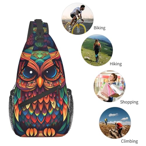 Bolso cruzado unisex con diseño búho patrón miniatura 5
